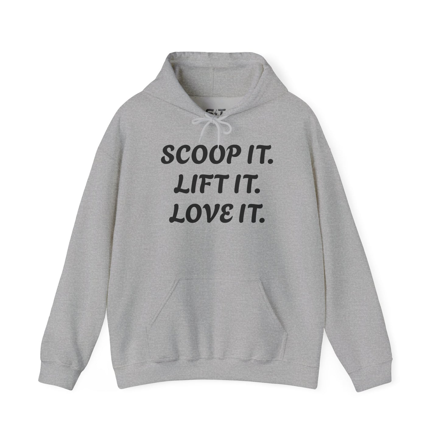 Gym Gorilla Hoodie — "Scoop It. Lift It. Love It." Motivational Fitness Sweatshirt