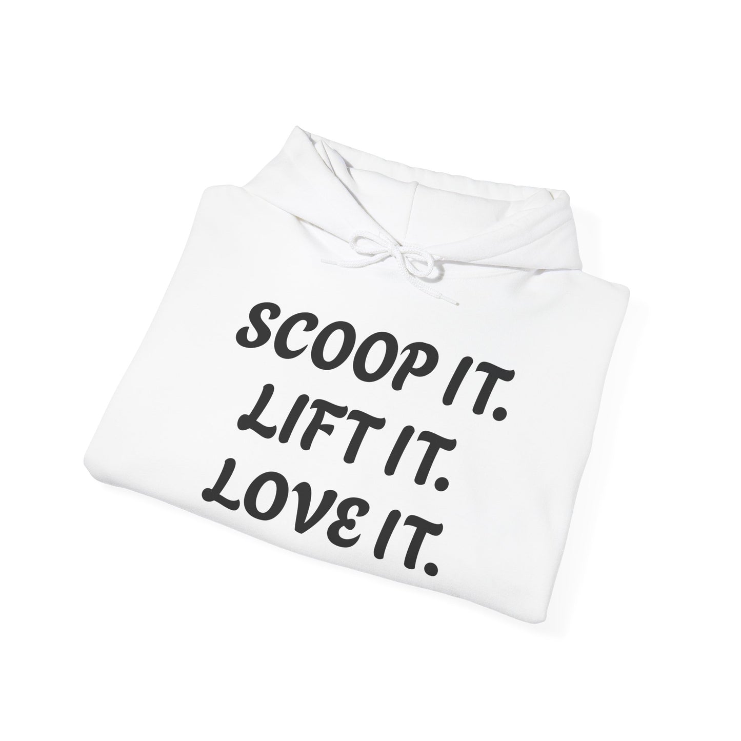 Gym Gorilla Hoodie — "Scoop It. Lift It. Love It." Motivational Fitness Sweatshirt