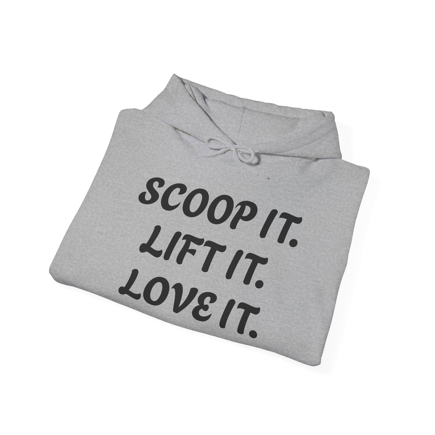 Gym Gorilla Hoodie — "Scoop It. Lift It. Love It." Motivational Fitness Sweatshirt